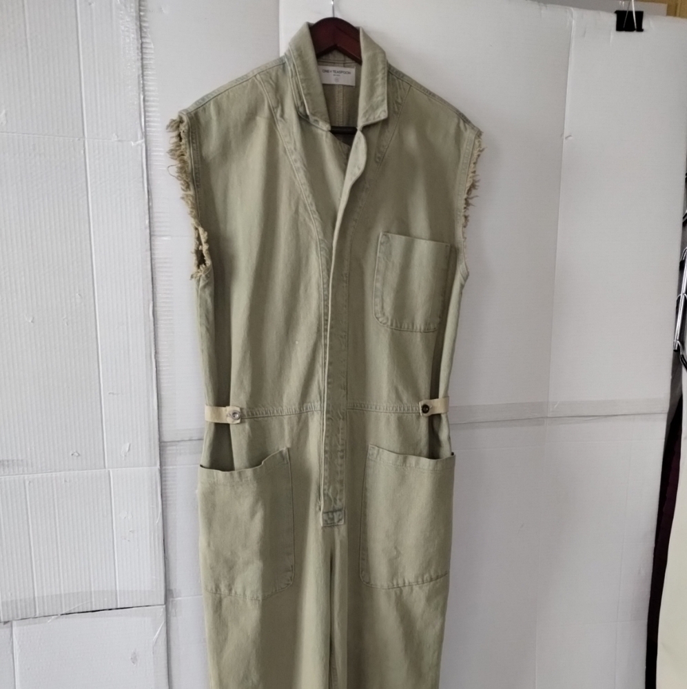One Teaspoon Denim Safari Camp Overalls Jumpsuit Rompers SZ XS Chic Grunge